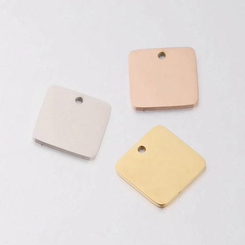 Minimalist Stainless Steel Square Blank Pendant DIY Laser Engraving Jewelry Making Accessory