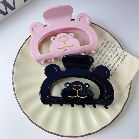 Molletta Per Capelli Orso Cartone Animato Acetato Rhinestone Stile Coreano Clip Squalo Cava Accessori Capelli Donne Ragazze