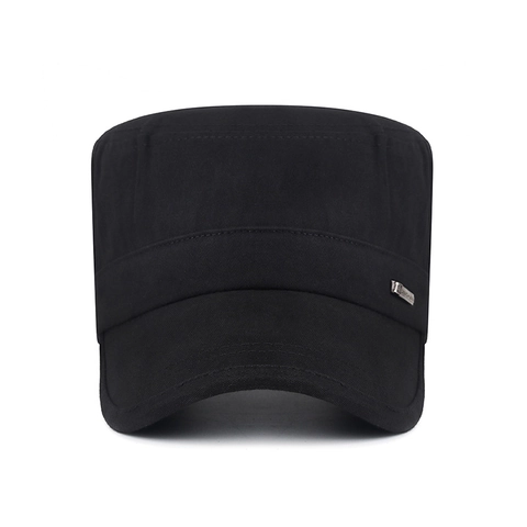 Berretto Cadet A Cima Piatta In Twill Di Cotone Lavato Traspirante Protezione Solare Cappello Militare Fibbia Regolabile Uomo