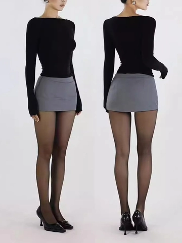 Sexy Grauer Minirock Mit Hoher Taille A-Linie Bodycon Polyester Rock Mit Integrierter Sicherheitshose Chic