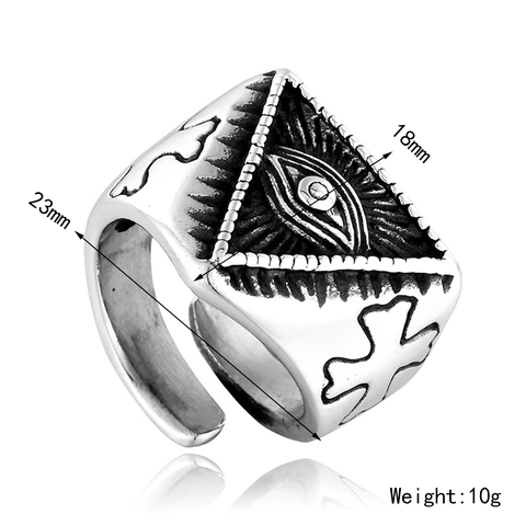 Anello In Acciaio Inossidabile Occhio Della Provvidenza Uomo Vintage Punk Occhio Che Tutto Vede Croce Religiosa Anello Regolabile