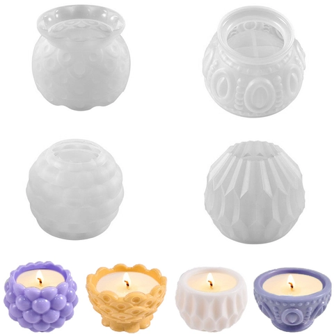 Molde Silicona Cuenco Relieve DIY Caja Almacenamiento Resina Molde Taza Vela Patrón Punto Geométrico Maceta Cemento Herramienta Artesanía