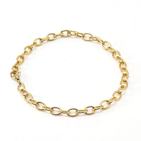 304 Stainless Steel Chain Necklace And Bracelet 18K Gold Plated Oval O-Chain Minimalist Jewelry For Women Men