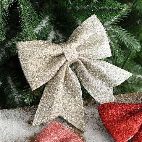 Fiocchi Di Natale Glitterati Decorazioni Per Albero Ornamento Per Feste Luccicante Per Regalo Fiocchi Grandi