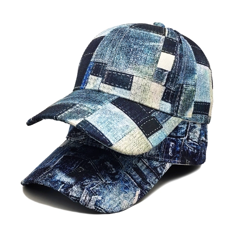 Cappello Da Baseball Vintage Con Stampa Finto Denim Distressed Regolabile Protezione Solare Cappello Sportivo Esterno Uomo Donna