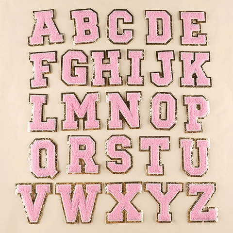 Chenille Alphabet Letter Patches Glitter Embroidered Iron On Numbers For DIY Clothing Bags Hats Varsity Style