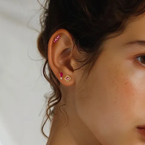 925 Sterling Silver Stud Earrings For Women Colorful Zirconia Inlaid Gold Plated Heart Butterfly Star Shape Sweet Ear Bone Jewelry Gift
