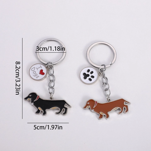 Kreativer Dackel Metall Schlüsselanhänger Legierung Emaille Hund Taschenanhänger Herz Pfote Schlüsselring Geschenk