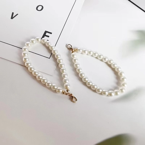 Imitation Artificial Pearl Keychain Bag Charm White Round Beads Elegant Hanging Decoration Accessory For Keys And Handbags