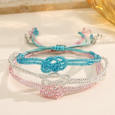 Handmade Braided Seed Bead Bracelets With Braided Cord Adjustable Infinity Knot Bohemian Jewelry For Women