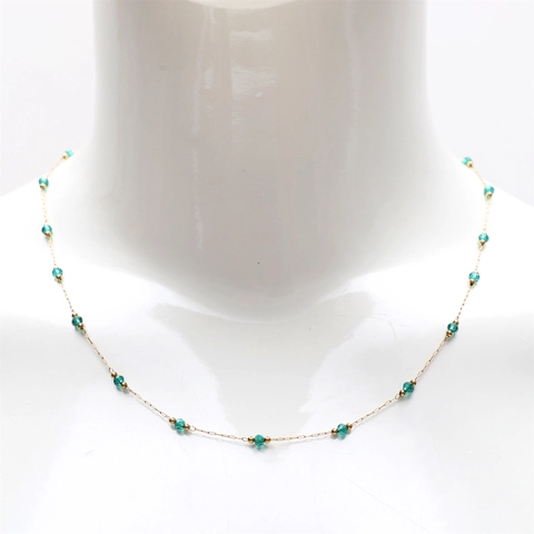 Crystal Beaded Necklace 18K Gold Plated 304 Stainless Steel Elegant Dainty Station Jewelry For Women