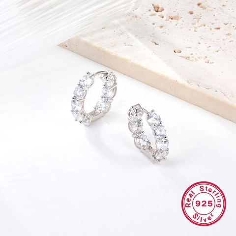 Orecchini a Cerchio Irregolari in Argento Sterling 925 per Donna Moda Lusso Luccicanti Orecchini in Zirconia Gioielli Regalo