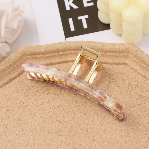 Pinza Para El Cabello Elegante Francesa Leopardo Mármol Acetato Resina Arco Metal Barrete Accesorios Para El Cabello