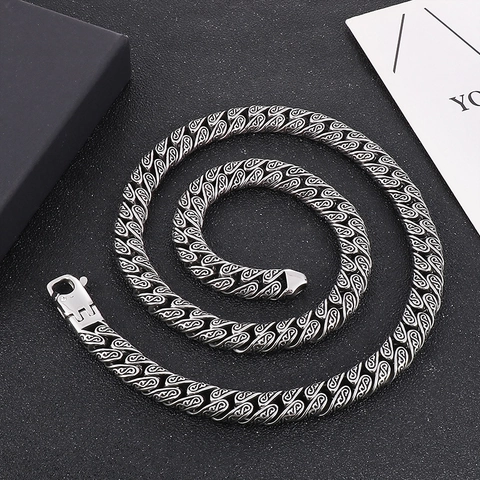 Collier Et Bracelet En Acier Inoxydable Pour Hommes Bijoux Chaîne Cubaine Sculptée Rétro Style Punk Hip Hop Vintage