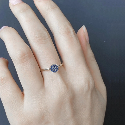 Birthstone Stainless Steel Ring Round Pave Zirconia Finger Ring Luxury Elegant Jewelry For Women Daily Commute Accessories