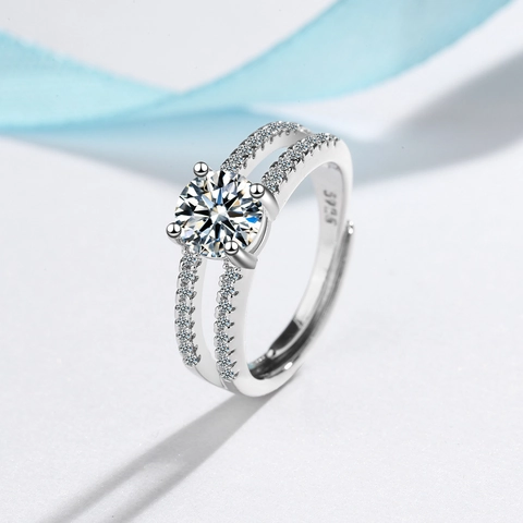 Mode Kupfer Offener Ring Für Damen Verstellbar Geometrisch Rund Strass Eingelegt Versilbert Elegant Täglich Fingerschmuck