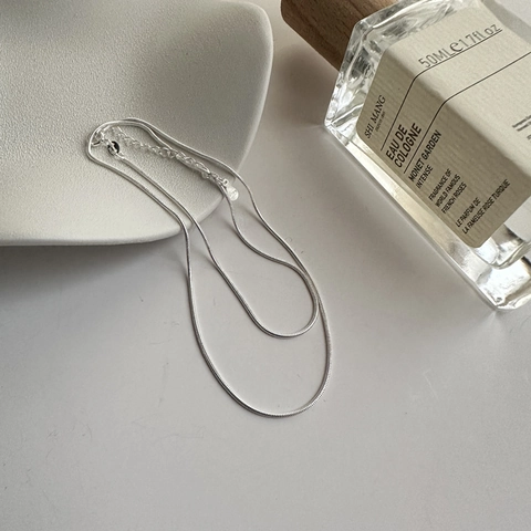 Collana a Catena a Serpente in Argento Sterling 925 Per Donna Girocollo Minimalista Regolabile Catena a Ossa di Serpente