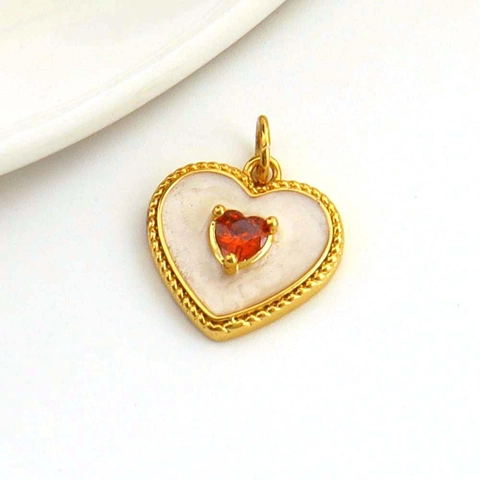 Ciondoli In Rame Placcato Oro 18K Cuore Luna Stella Animale Charms Con Zirconia Smalto Per Creazione Gioielli DIY