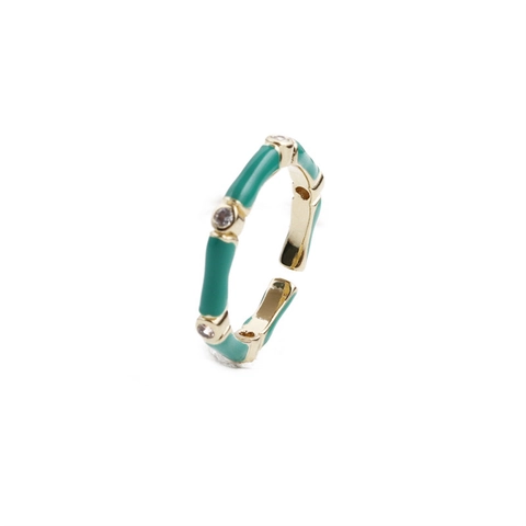 Verstelbare Bamboe Knoop Ring Koper Verguld Gekleurde Emaille Zirkonia Mode Sieraden Vrouwen