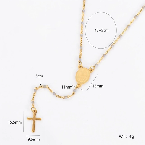 Rosario Collana Acciaio Inossidabile 304 Ciondolo Croce Medaglia San Benedetto Religioso Perle Colorate Nappa A Forma Di Y