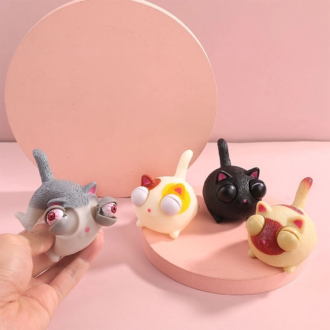 Pop Out Augen Katze Squeeze Spielzeug Süßes Kätzchen Sensorisches Stressabbau Anti Angst Fidget Spielzeug Vinyl