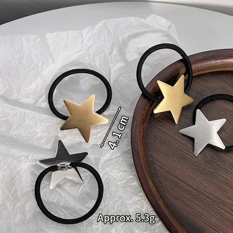 Minimalist Star Shape Hair Ties Brushed Alloy Metal Star Ponytail Holder Elastic Hair Ropes Accessories