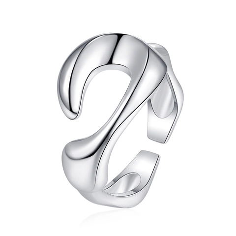 Geometric Exaggerated Liquid Metal Texture Open Ring Copper Electroplated Adjustable Minimalist Avant-Garde Jewelry For Women Men
