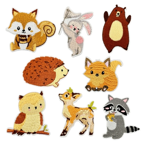 Toppe Ricamate Animali Della Foresta Da Stirare Applique In Tessuto Cartoon Per Decorazione Di Vestiti Borsa Cappello Stile Autunno