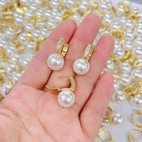 Geometric U-Shaped Drop Earrings Copper Cubic Zirconia White Imitation Artificial Pearl Elegant Niche Design Jewelry For Women