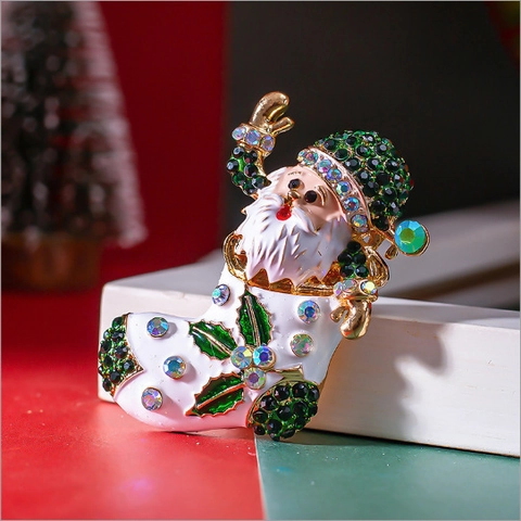 Feestelijke Kerstmis Broche Zinklegering Strass Emaille Kerstman Sneeuwpop Kerstboom Rendier Pin Voor Dames Heren Sieraden