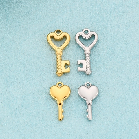 Herzform Schlüssel Anhänger Edelstahl Hohl Design Charms Für DIY Schmuckherstellung Halskette Schlüsselbund Zubehör