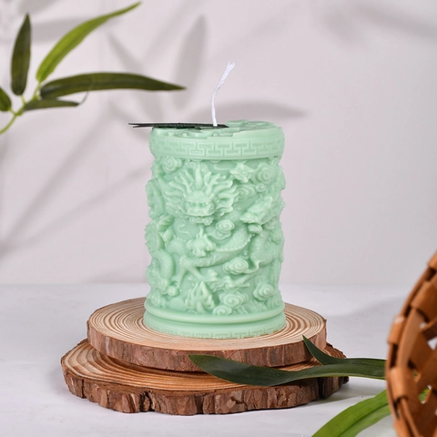 Stampo Per Candele In Silicone 3D DIY Artigianale Stile Cinese Drago Bamboo Forma Zongzi Rilievo Cera Gesso Resina