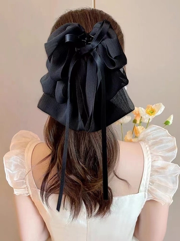 Pince À Cheveux À Grand Nœud En Mousseline Élégante Française Avec Rubans Longs Épingle À Cheveux Pour Femmes