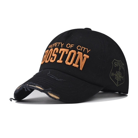 Cappello Da Baseball In Cotone Lavato Vintage Ricamo Boston Regolabile Cappello Protezione Solare Sport All Aperto