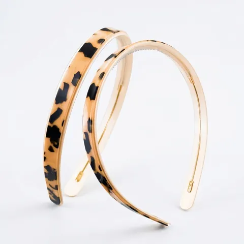 Vintage Luipaardprint Acetaat Dunne Haarband Met Antislip Tanden Retro Mode Haarsieraad Voor Dames Haaraccessoires