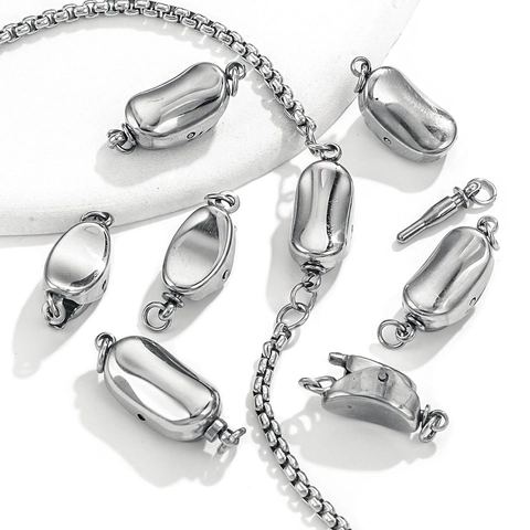 Edelstahl Erdnuss Bohne Form Magnetische Kette Armband Verbinder Poliert DIY Schmuckherstellung Zubehör