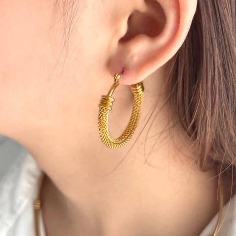 Gioielli Minimalisti In Acciaio Inossidabile Da Donna Texture A Maglia Intrecciata Collana Bracciale Orecchini Oro