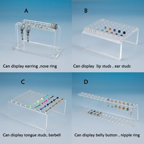 Acrylic Transparent Piercing Jewelry Display Stand Holder For Earring Nose Stud Lip Ring Belly Button Ring Organizer Rack Prop