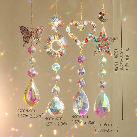 Crystal Suncatcher Hanging Ornament Colorful Rhinestone K9 Crystal Prisms Rainbow Maker For Home Garden Window Decoration