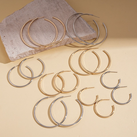 Smooth Geometric Round Hoop Earrings With 925 Sterling Silver Earring Post Copper Gold Silver Color Fashion For Women