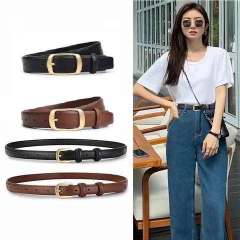 Ceinture Minimaliste en Similicuir pour Femmes Sangle de Taille Polyvalente et Tendance avec Boucle à Ardillon en Alliage pour Jeans Robe Quotidien
