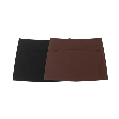 Falda Pantalón Mini Para Mujer Cintura Alta Color Sólido Línea A Tela De Traje Minimalista Falda Corta Con Pantalones De Seguridad