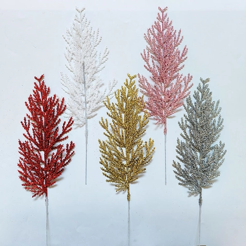 Rami Di Pino Di Natale Artificiali Glitterati Steli Plastica Decorazione Albero Matrimonio Festa Riempitivi Per Vasi