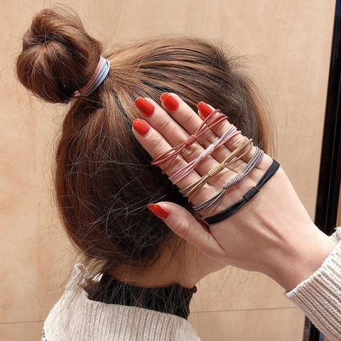 High Elasticity Nylon Hair Ties For Women Seamless Ponytail Holders Durable Hair Bands Solid Morandi Colors