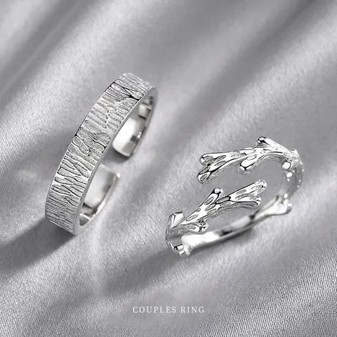 Vintage Rebe Rattan Paar Ringe Kupfer Versilbert Verstellbar Offen Ast Ringe Wald Stil Liebhaber Fingerschmuck Geschenk