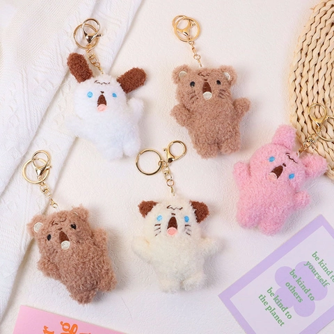 Simpatico Portachiavi In Peluche Animale Che Grida Pendente Cane Gatto Orso Morbido Per Arredo Zaino Accessorio Giocattolo Estetico