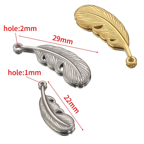 Pendente Piuma Vintage Charm In Acciaio Inossidabile Per Creazione Gioielli DIY Accessorio Per Collana Placcato Oro 18K
