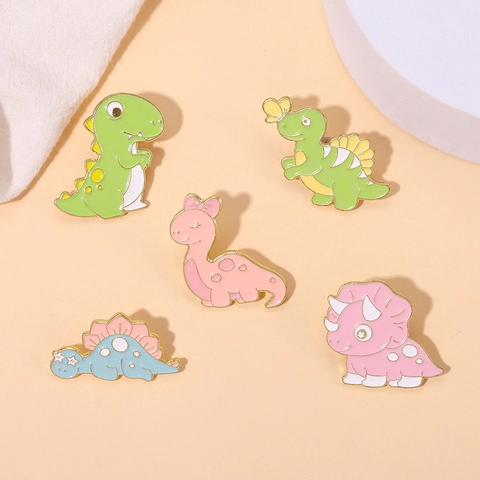 Simpatiche Spille in Lega di Smalto a Forma di Dinosauro del Fumetto Distintivi Colorati di Animali per Vestiti Zaini