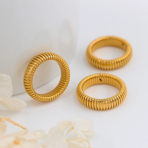 Minimalist Stainless Steel Jewelry Set For Women Gold Silver Plated Tubogas Spiral Snake Ring Bracelet Choker Necklace