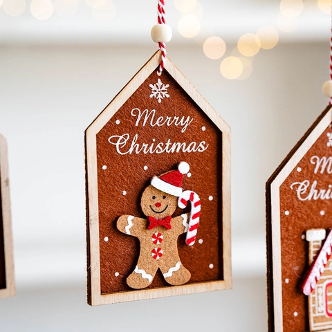 Weihnachten Lebkuchenmann Haus Holz Filz Hängeornamente Baum Dekoration Frohe Weihnachten Festliche Heimdekor Geschenke